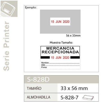 Sello Automatico con fecha Shiny S828D - 56x33 mm