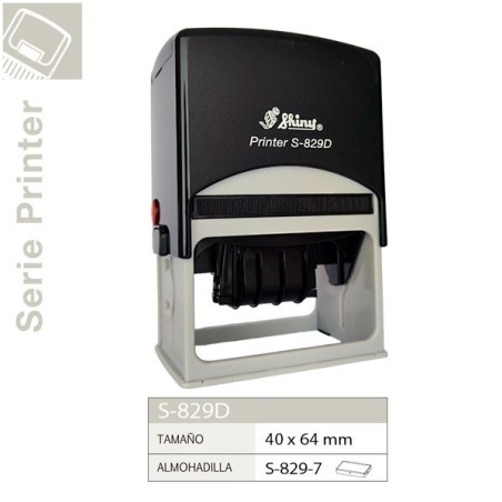 Sello Automatico con Fecha Shiny S829D | 64x40 mm