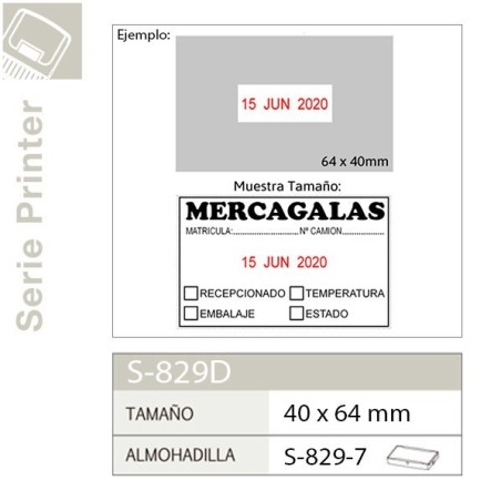 Sello Automatico con fecha Shiny S829D - 64x40 mm