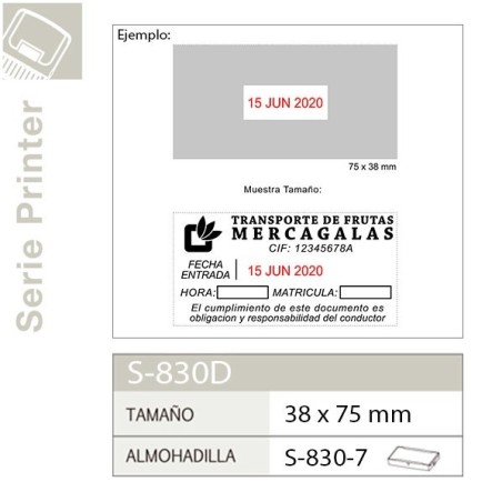 Sello Automatico con fecha Shiny S830D - 75x38 mm